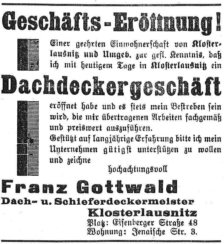 1927-04-01 Kl Eroeffnung Dachdecker Gottwald