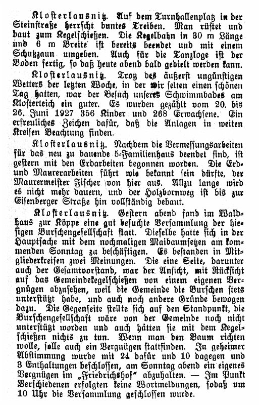 1927-06-30 Kl verschiedenes