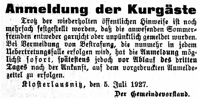 1927-07-05 Kl Meldung Kurgaeste