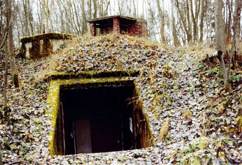 Von Sandy Jahn und Marie Petermann 2002 dokumentierte Reste eines Bunkereinganges.