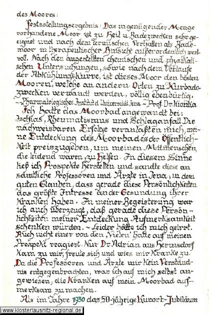 Gedenkschrift für den Gründer des Moorbades Hermann Sachse