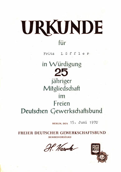 Urkunde 1970