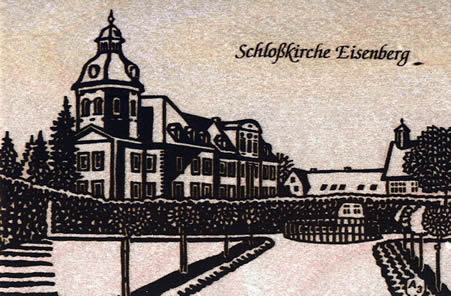 Holzpostkarte Schlosskirche Eisenberg