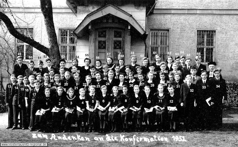 Klassenjahrgang 1944 – 1952 Foto 1952 Konfirmation des Kirchenspiels Bad Klosterlausnitz und Weißenborn